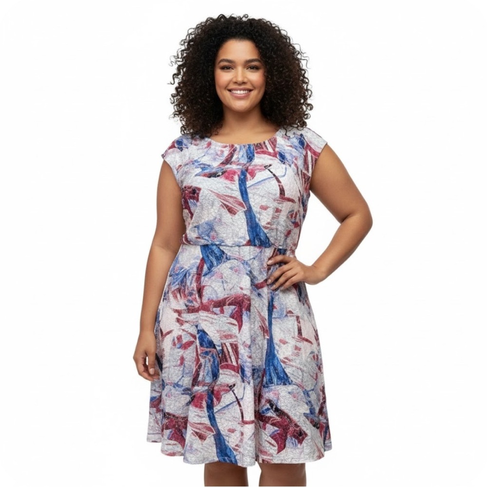ModCloth Abstract Subtle Double Take Lace Cap Sleeve Dress Size 2X